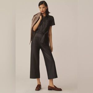 Anthropologie The Colette Weekend Black Jumpsuit by Maeve Faux-Leather Edition 0